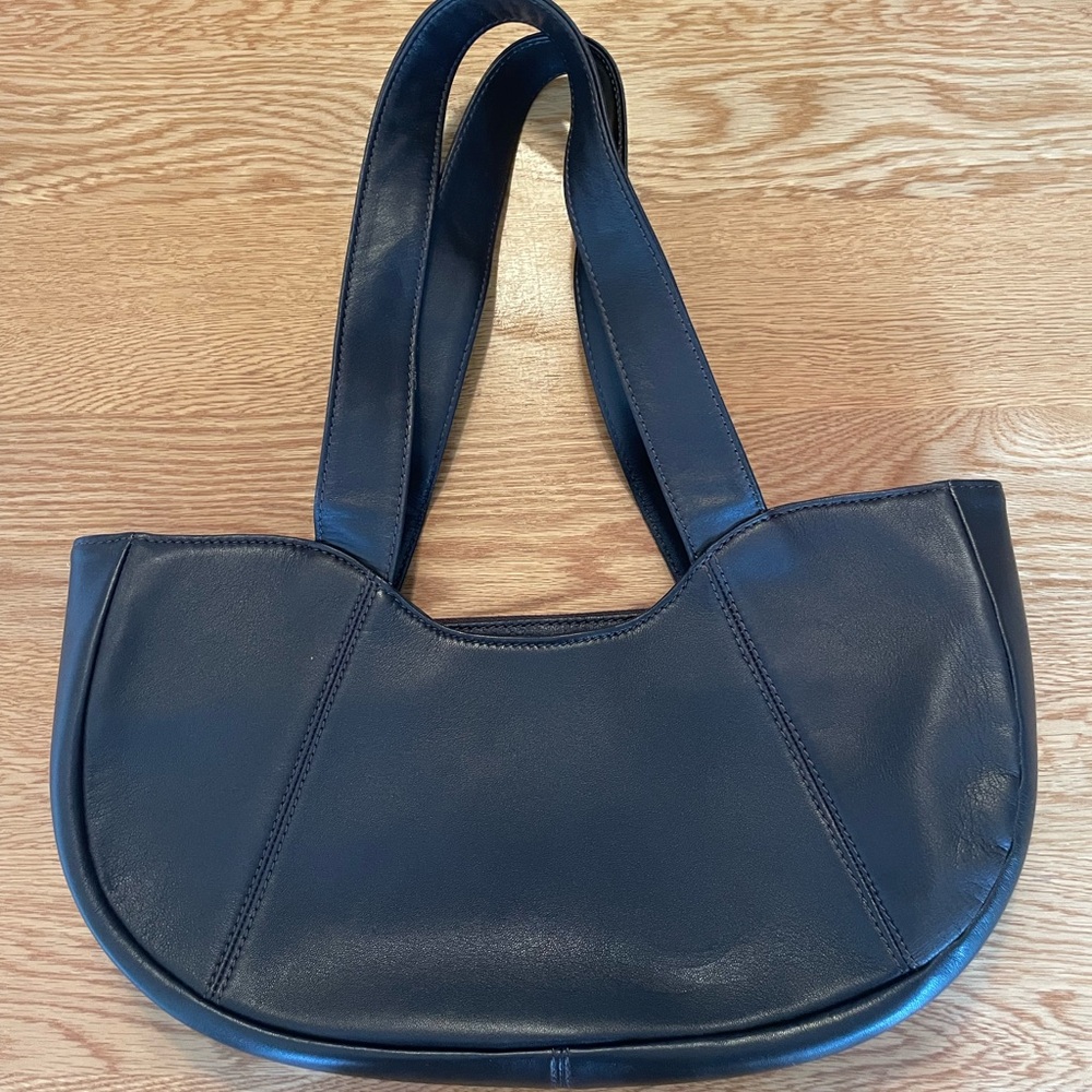 MANGO Espresso Brown Leather Shoulder Handbag -  NWOT